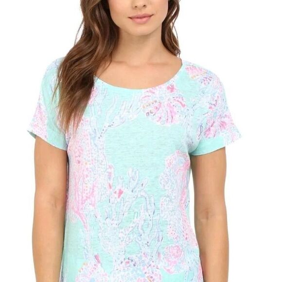 Lilly Pulitzer MIKELA LINEN‎ TOP Blouse in MINTY FRESH - Picture 1 of 6